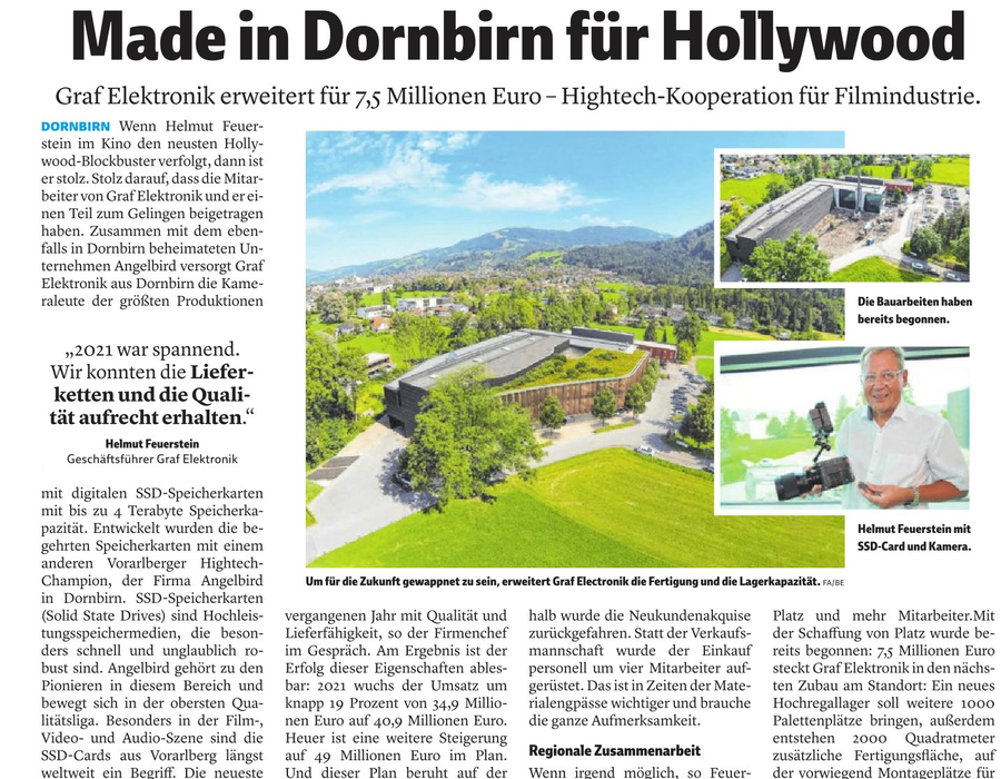 Speichermedien für Hollywood-Kameras made in Austria by Graf Elektronik